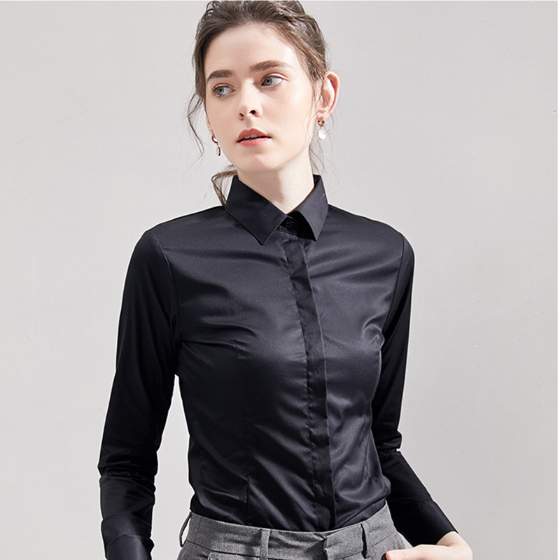 Camicie Donna | Camicia A Maniche Lunghe Effetto Raso Abbigliamento Camicie